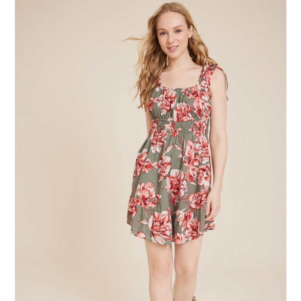 Maurices Floral Ruched Mini Dress - XS - Picture 2 of 4